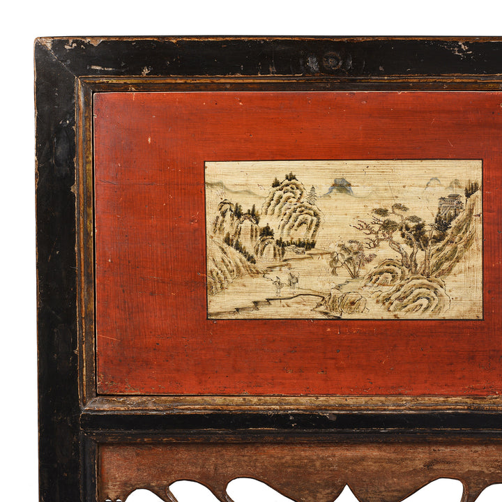 Corner Detail From Antique Painted Mongolian Grain Store Sideboard - 19th Century | Indigo Antiques