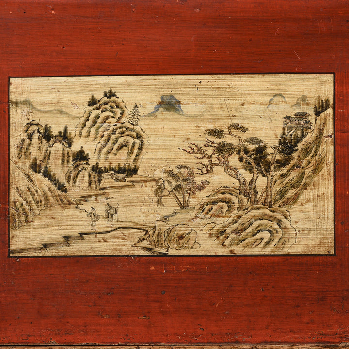 Paintwork Detail From Antique Painted Mongolian Grain Store Sideboard - 19th Century | Indigo Antiques