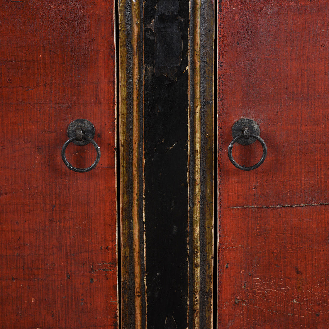 Handles Detail From Antique Painted Mongolian Grain Store Sideboard - 19th Century | Indigo Antiques