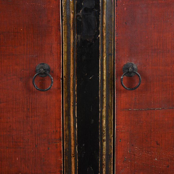 Handles Detail From Antique Painted Mongolian Grain Store Sideboard - 19th Century | Indigo Antiques