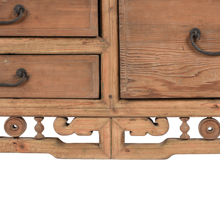 Detail From Antique Elm & Pine Noodle Cabinet From Shanghai - 19th Century | Indigo Antiques