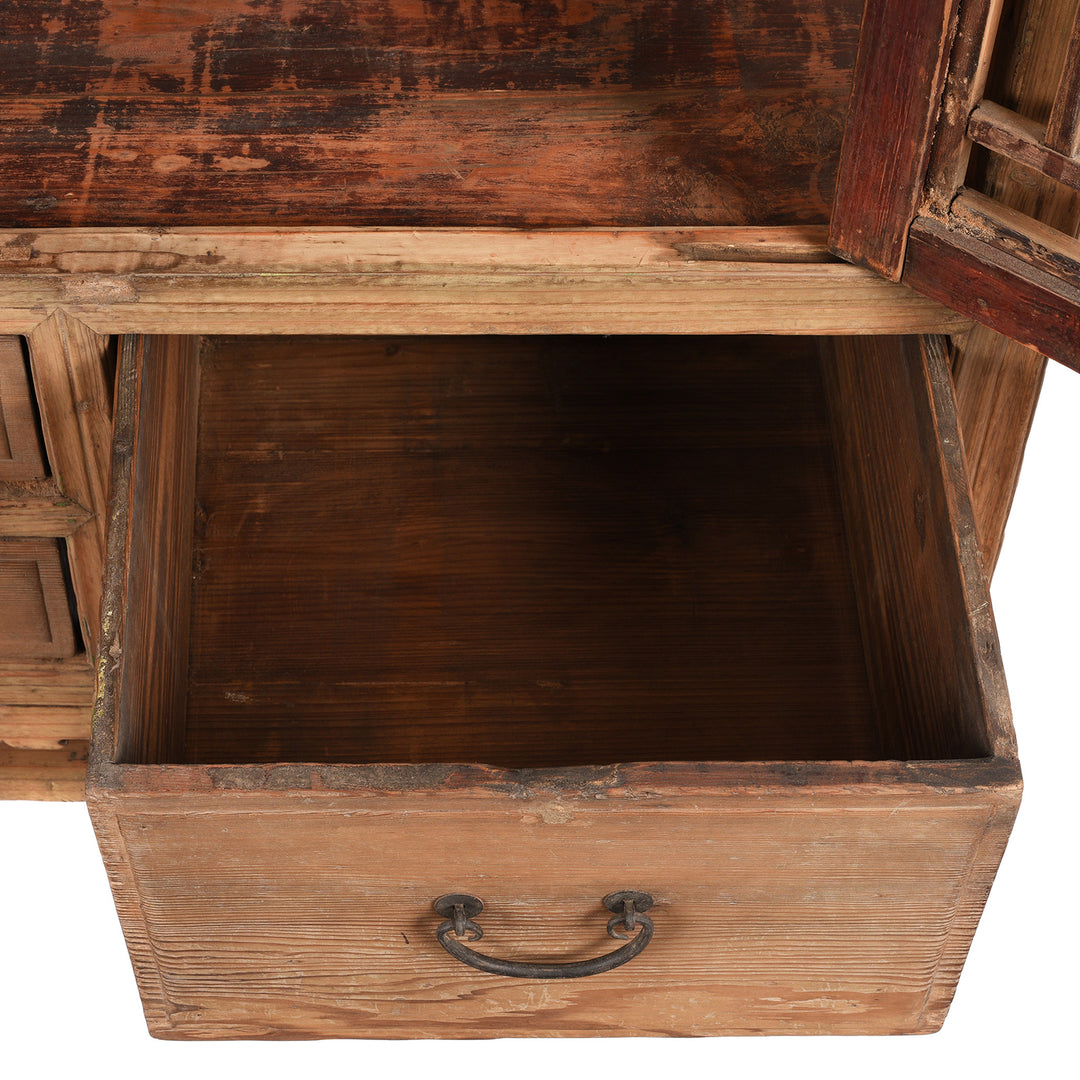Drawer Detail From Antique Elm & Pine Noodle Cabinet From Shanghai - 19th Century | Indigo Antiques