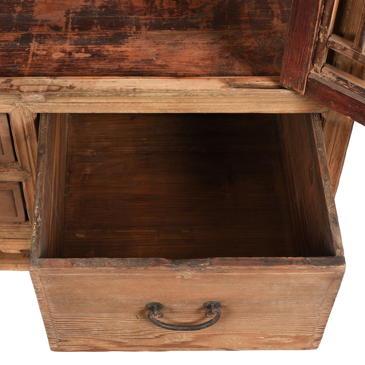 Drawer Detail From Antique Elm & Pine Noodle Cabinet From Shanghai - 19th Century | Indigo Antiques