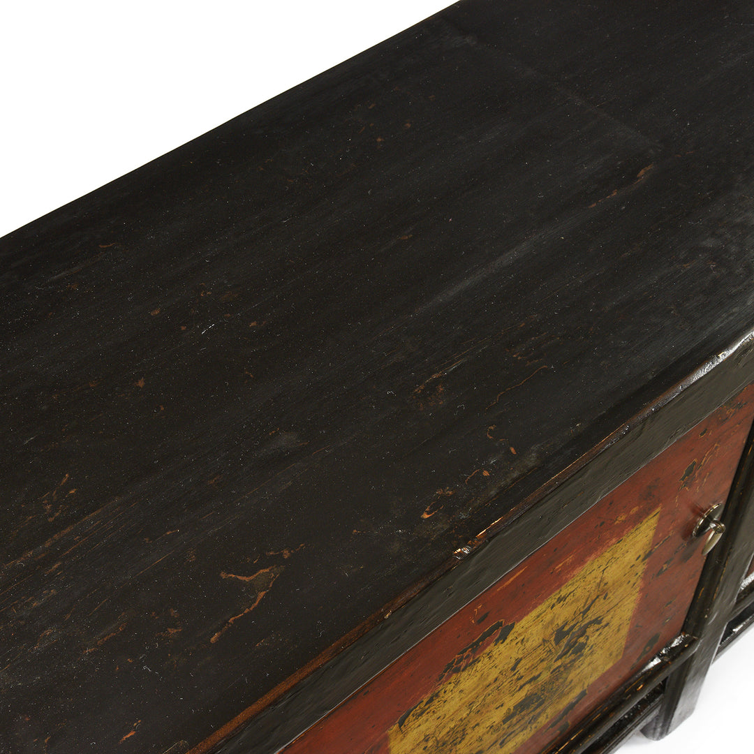 Top Of Antique 3 Door Painted Shanxi Sideboard - Ca 1920 | Indigo Antiques