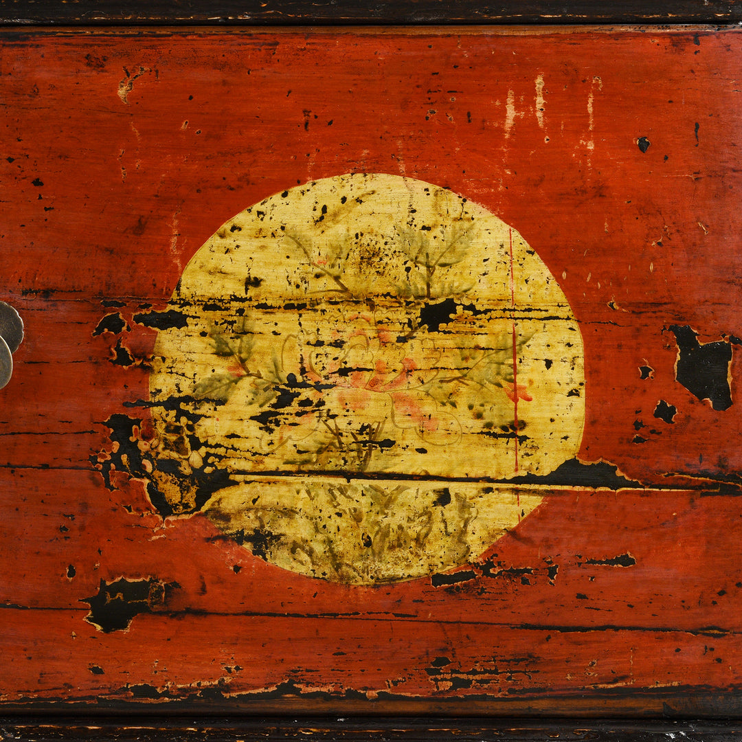 Detail From Antique 3 Door Painted Shanxi Sideboard - Ca 1920 | Indigo Antiques