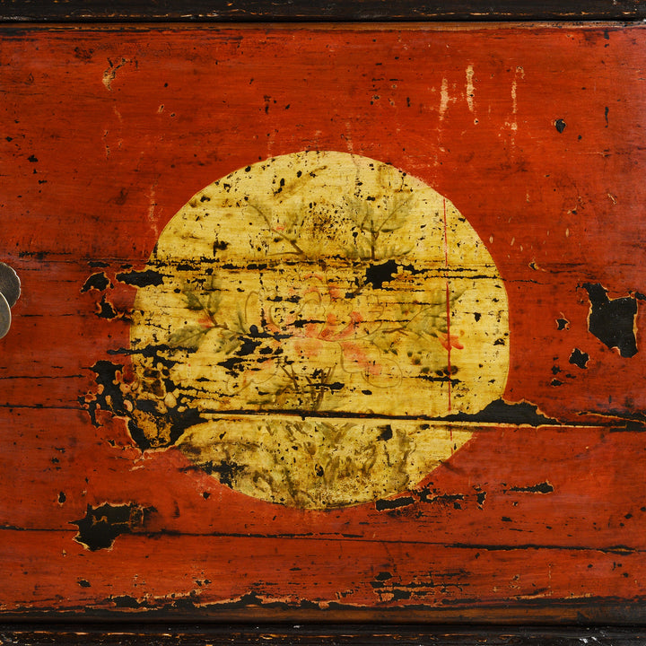 Detail From Antique 3 Door Painted Shanxi Sideboard - Ca 1920 | Indigo Antiques