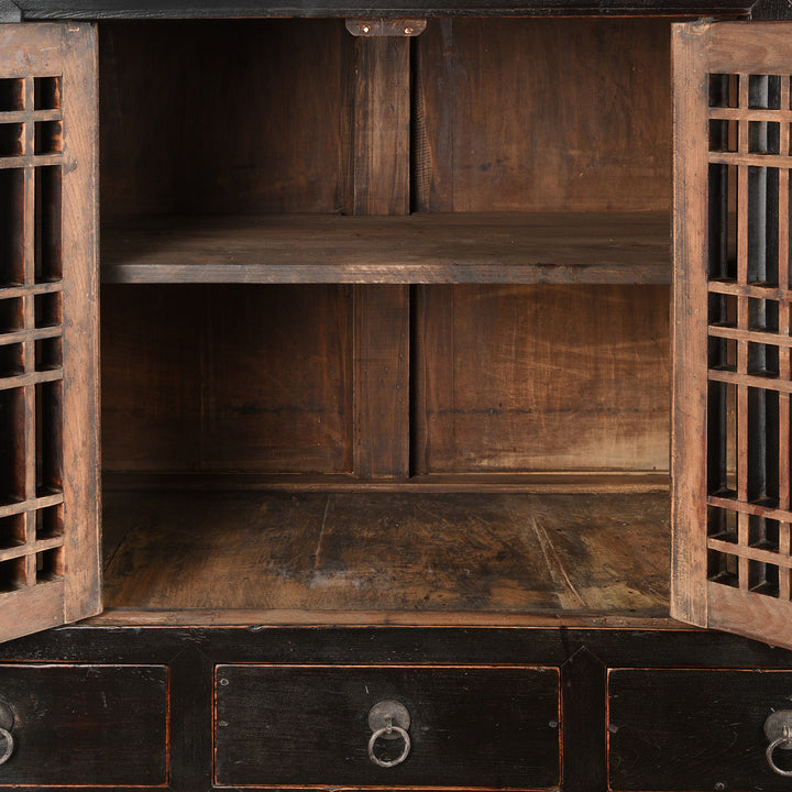 Interior View Of Antique Black Lacquer Noodle Cabinet From Tianjin - 19th Century | Indigo Antiques