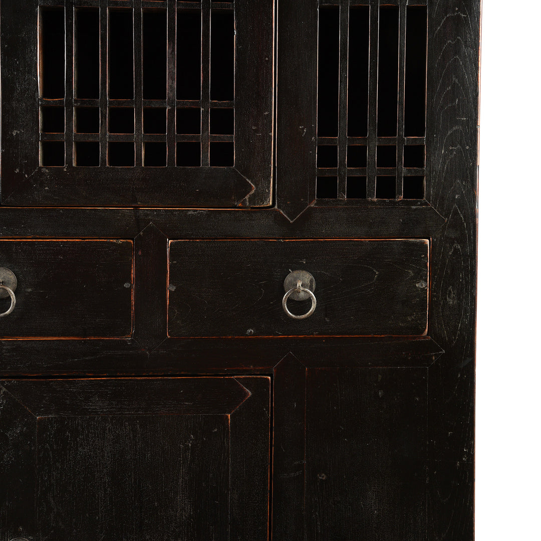 Drawer Detail From Antique Black Lacquer Noodle Cabinet From Tianjin - 19th Century | Indigo Antiques