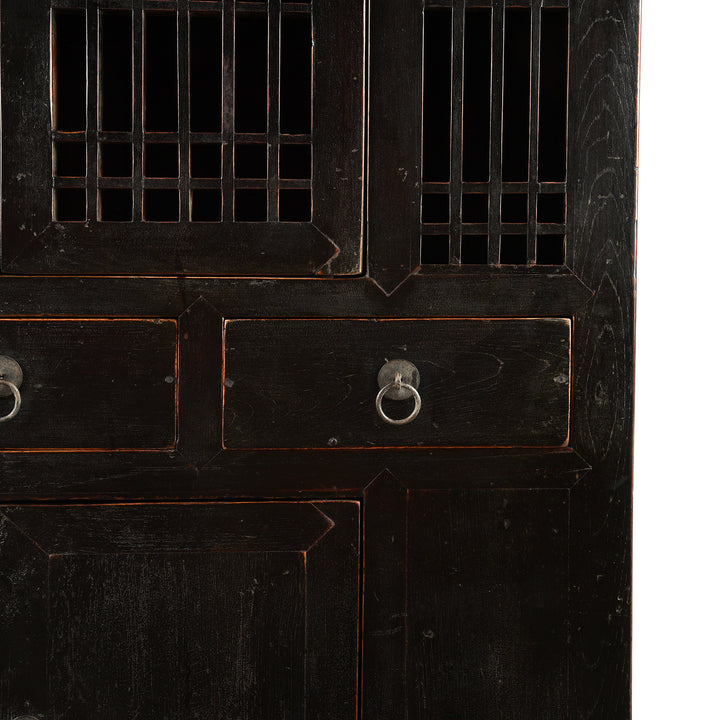 Drawer Detail From Antique Black Lacquer Noodle Cabinet From Tianjin - 19th Century | Indigo Antiques