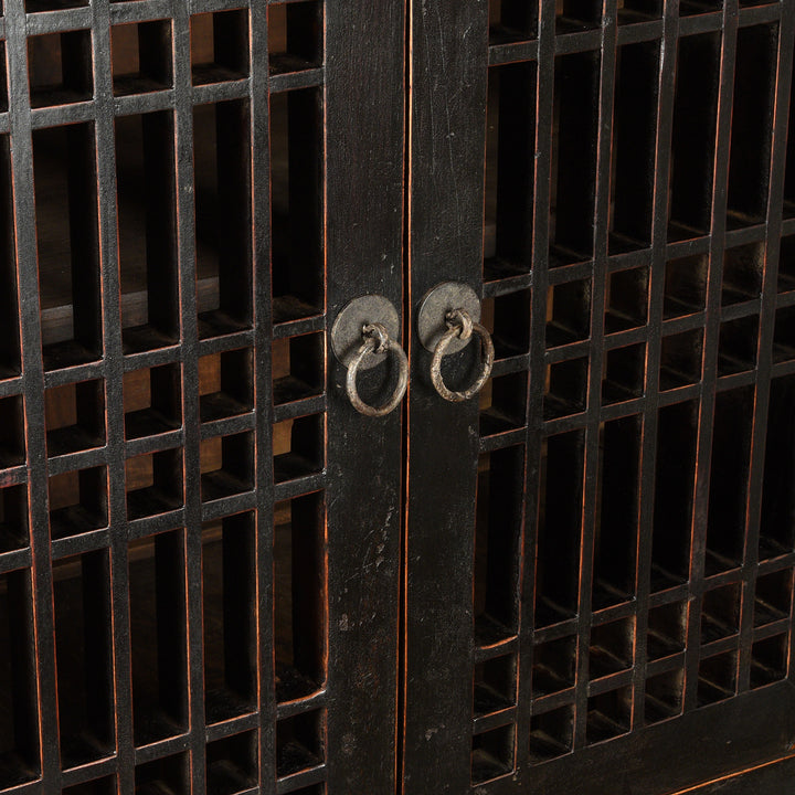 Handles Detail From Antique Black Lacquer Noodle Cabinet From Tianjin - 19th Century | Indigo Antiques