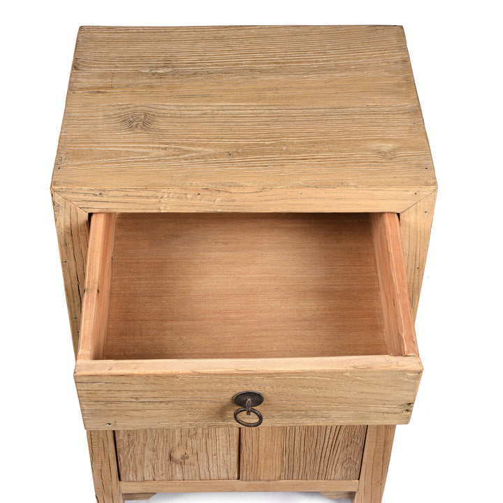 Bedside Cabinet With Drawer Made From Bleached Elm | Indigo Antiques