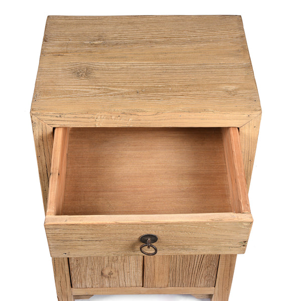 Bedside Cabinet With Drawer Made From Bleached Elm