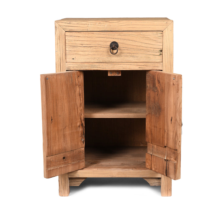 Bedside Cabinet With Drawer Made From Bleached Elm | Indigo Antiques