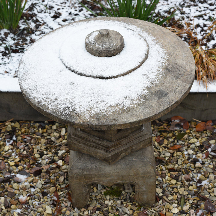 Top Down View Of Stone "Ishi - Doro" - Snow Lantern from Japan | Indigo Antiques