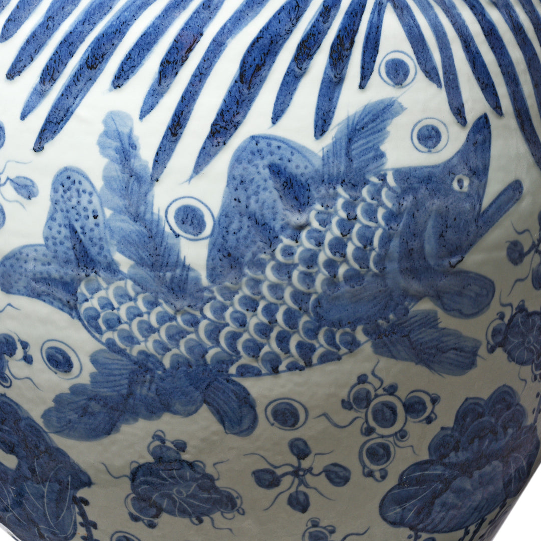 Detail From Porcelain Fish Bowl Planter | Indigo Antiques