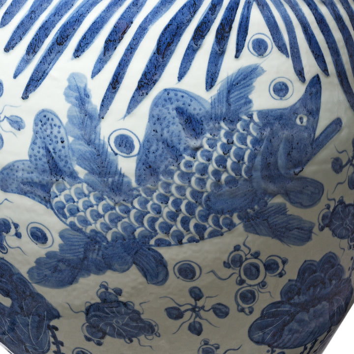 Detail From Porcelain Fish Bowl Planter | Indigo Antiques