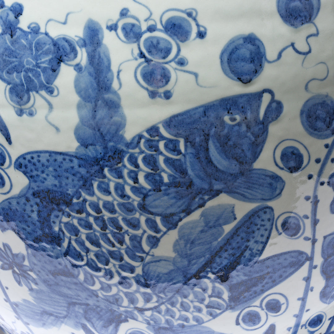 Detail Of Porcelain Fish Bowl Planter | Indigo Antiques