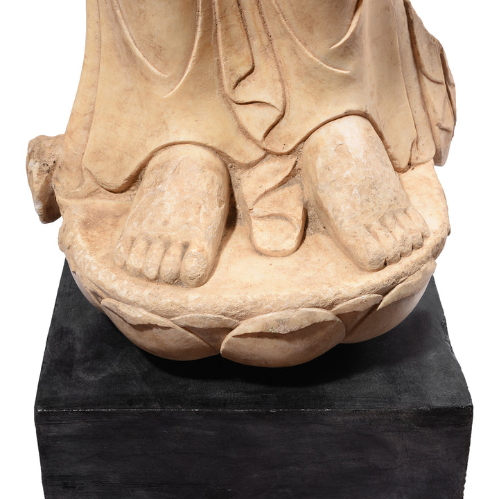 Detail From Reproduction Carved Marble Guanyin Torso | Indigo Antiques