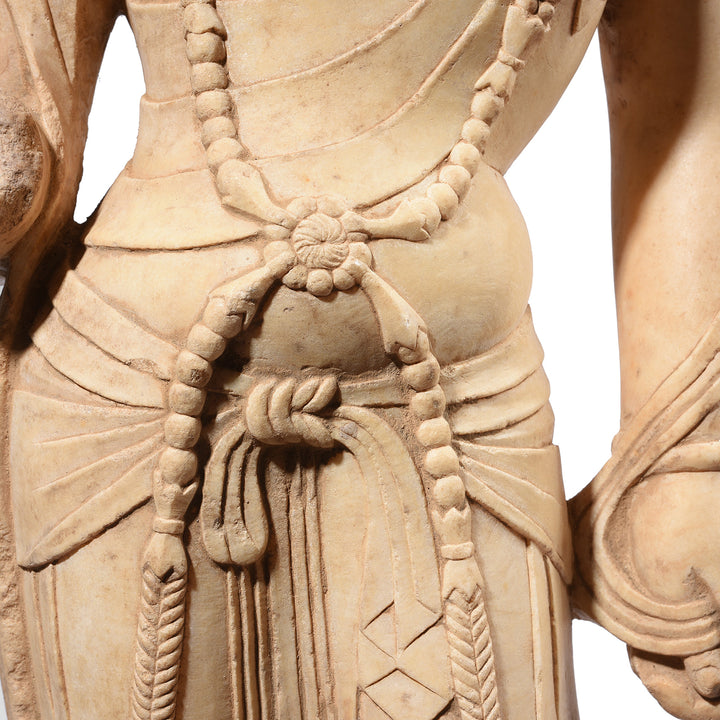 Detail from Reproduction Carved Marble Guanyin Torso | Indigo Antiques