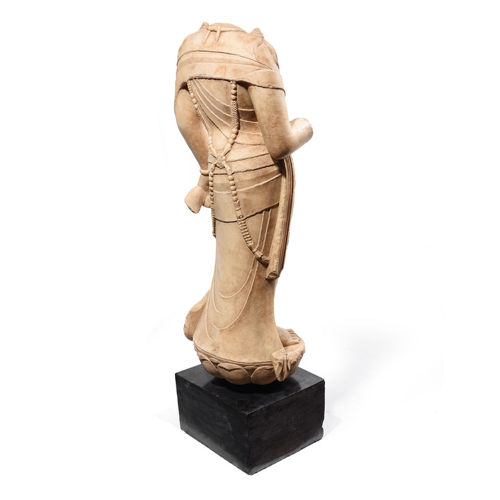 Back View Of Reproduction Carved Marble Guanyin Torso | Indigo Antiques