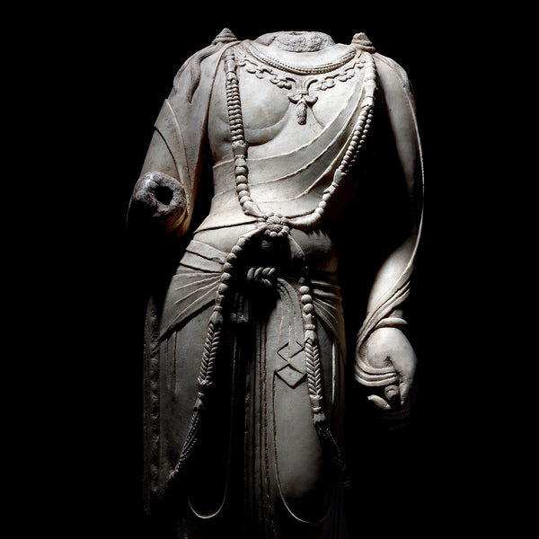 Reproduction Carved Marble Bodhisattva Torso - Tang Dynasty Style