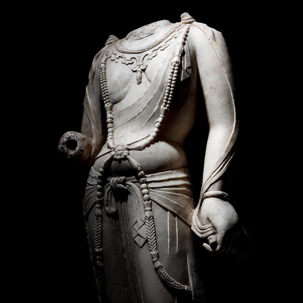 Reproduction Carved Marble Guanyin Torso | Indigo Antiques