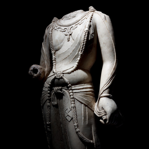 Reproduction Carved Marble Bodhisattva Torso - Tang Dynasty Style