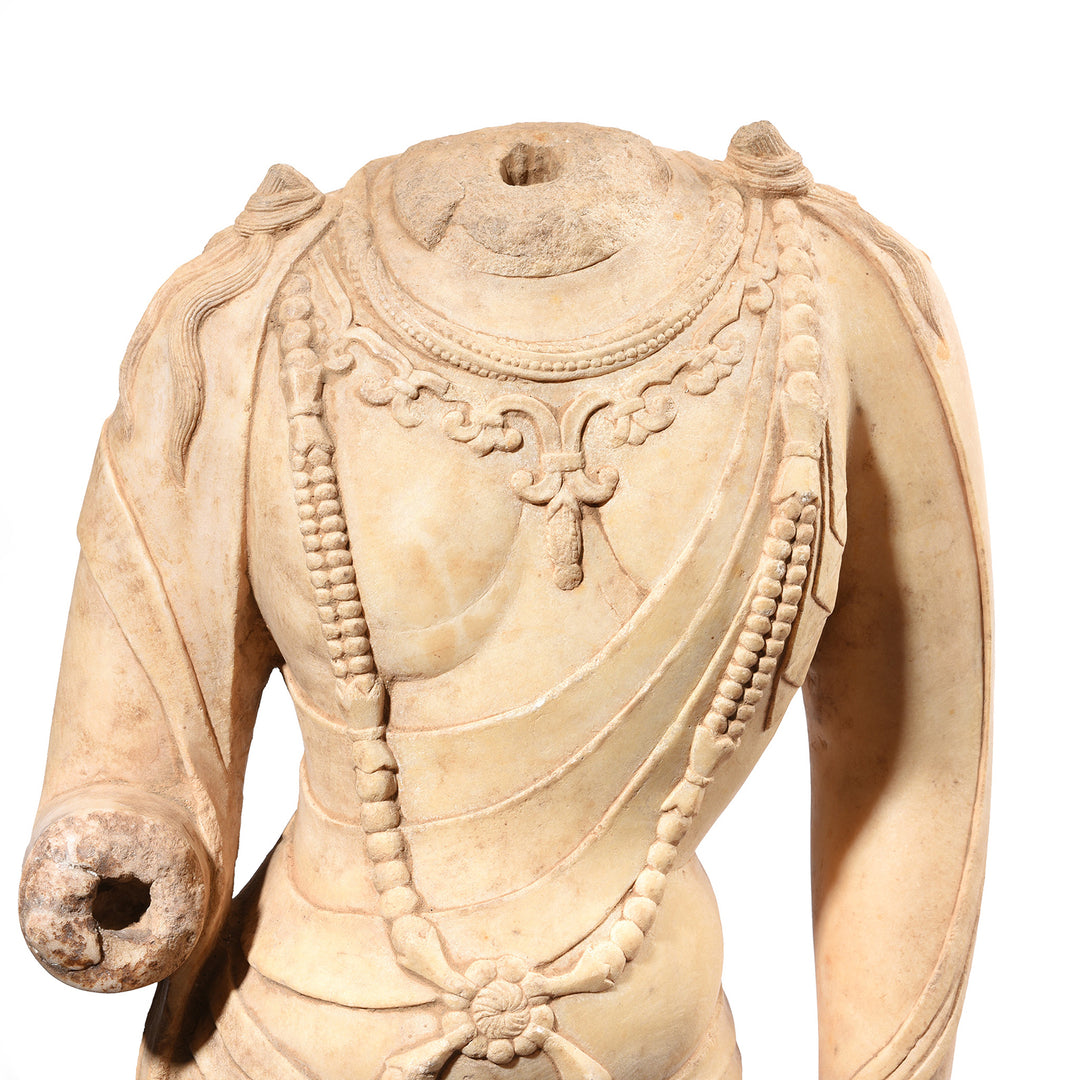 Detail From Reproduction Carved Marble Guanyin Torso | Indigo Antiques