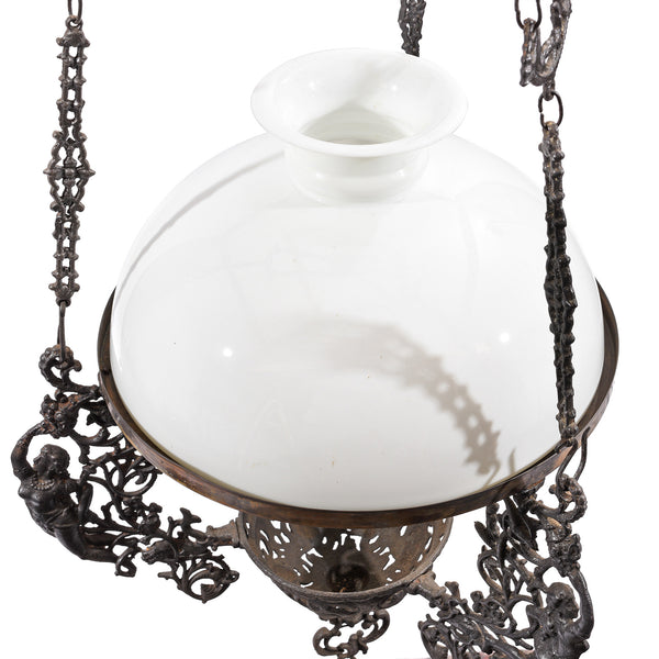 Colonial Cast Iron Rise and Fall Storm Lamp - 19thC Colonial Cast Iron Rise and Fall Storm Lamp - 19thC