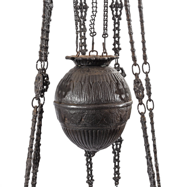 Colonial Cast Iron Rise and Fall Storm Lamp - 19thC