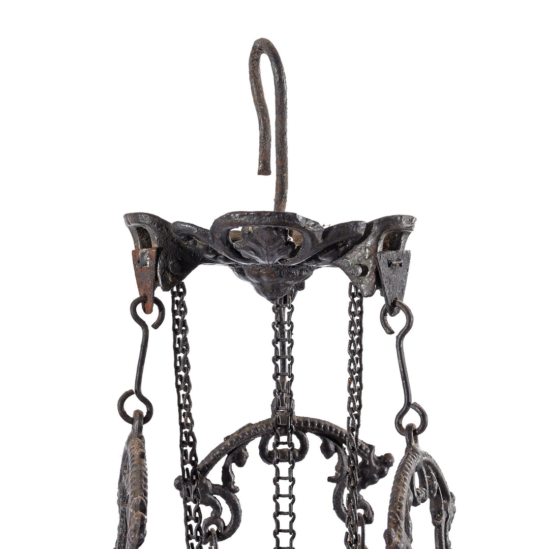 Hook Detail From Colonial Cast Iron Rise and Fall Storm Lamp - 19thC | Indigo Antiques