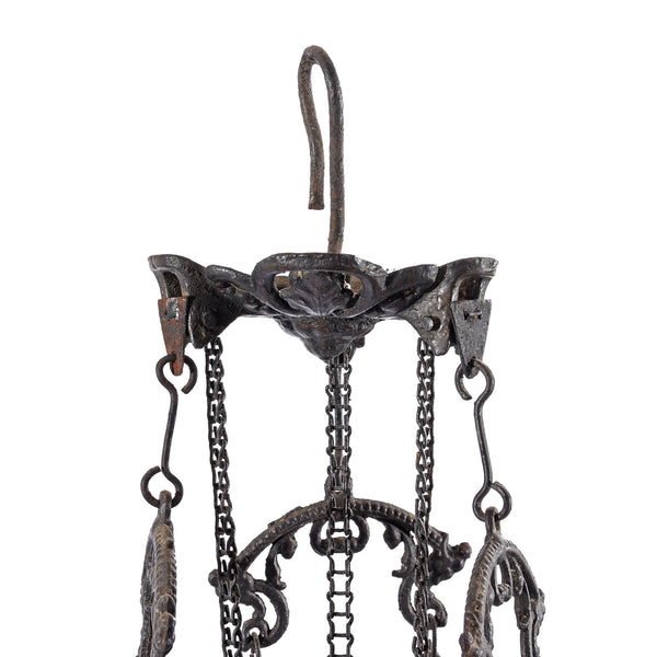 Colonial Cast Iron Rise and Fall Storm Lamp - 19thC