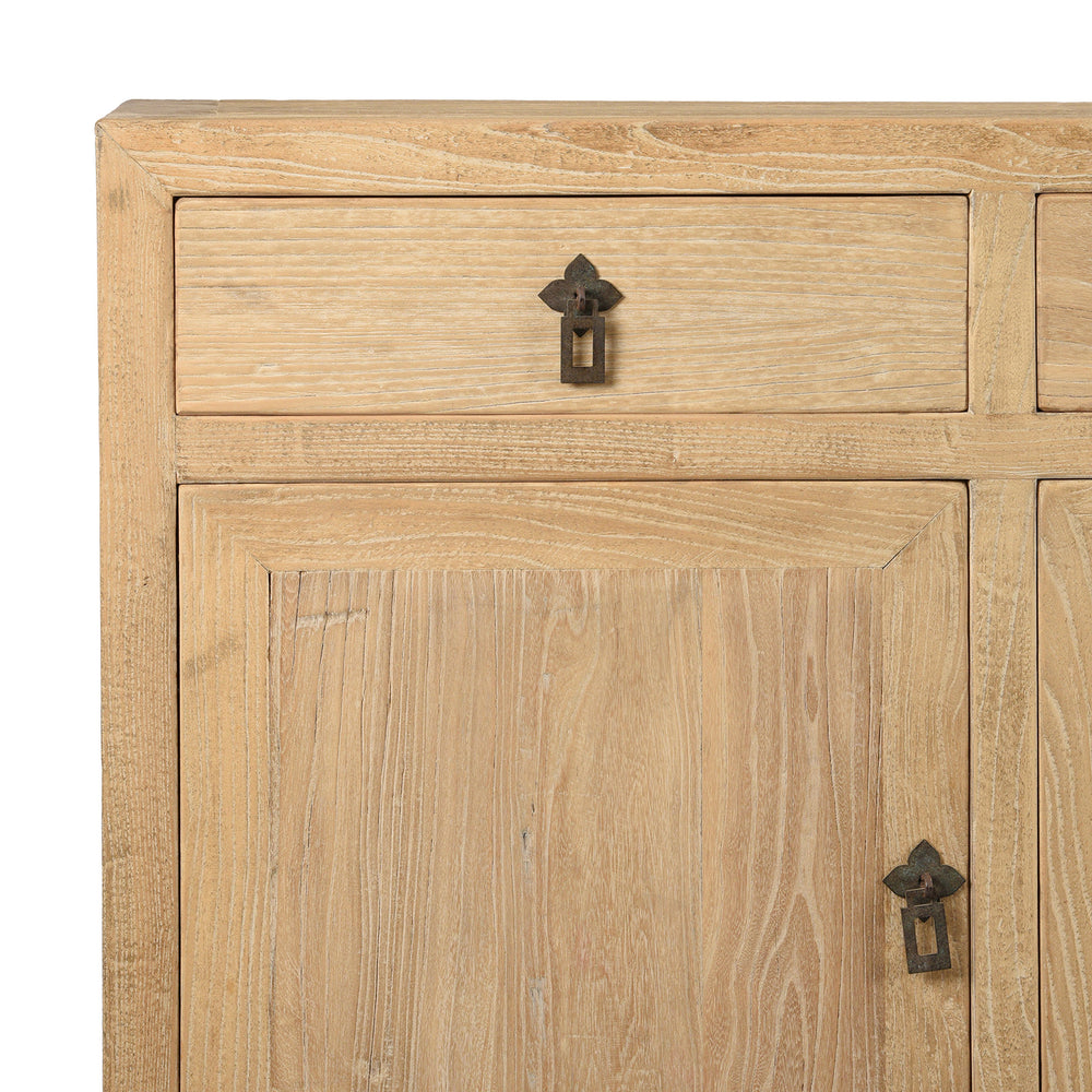 Corner Detail From 4 Door Sideboard made From Old Sunbleached Elm | Indigo Antiques