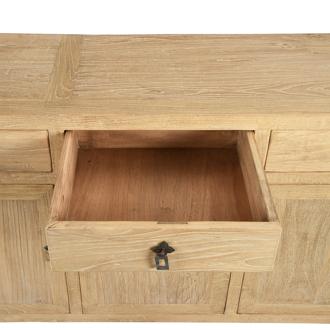 Drawer Detail From 4 Door Sideboard made From Old Sunbleached Elm | Indigo Antiques