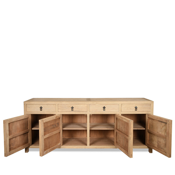 Interior Of 4 Door Sideboard made From Old Sunbleached Elm | Indigo Antiques