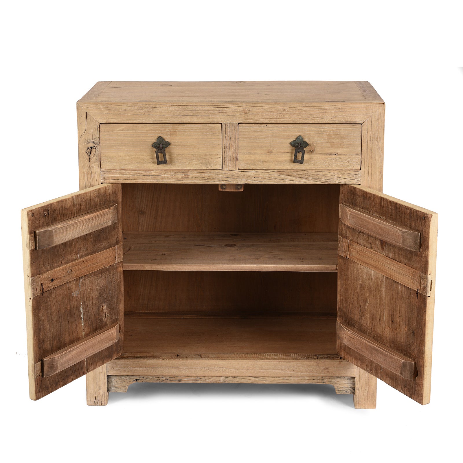 Interior Detail From 2 Drawer 2 Door Cabinet Made From Old Sunbleached Elm | Indigo Antiques