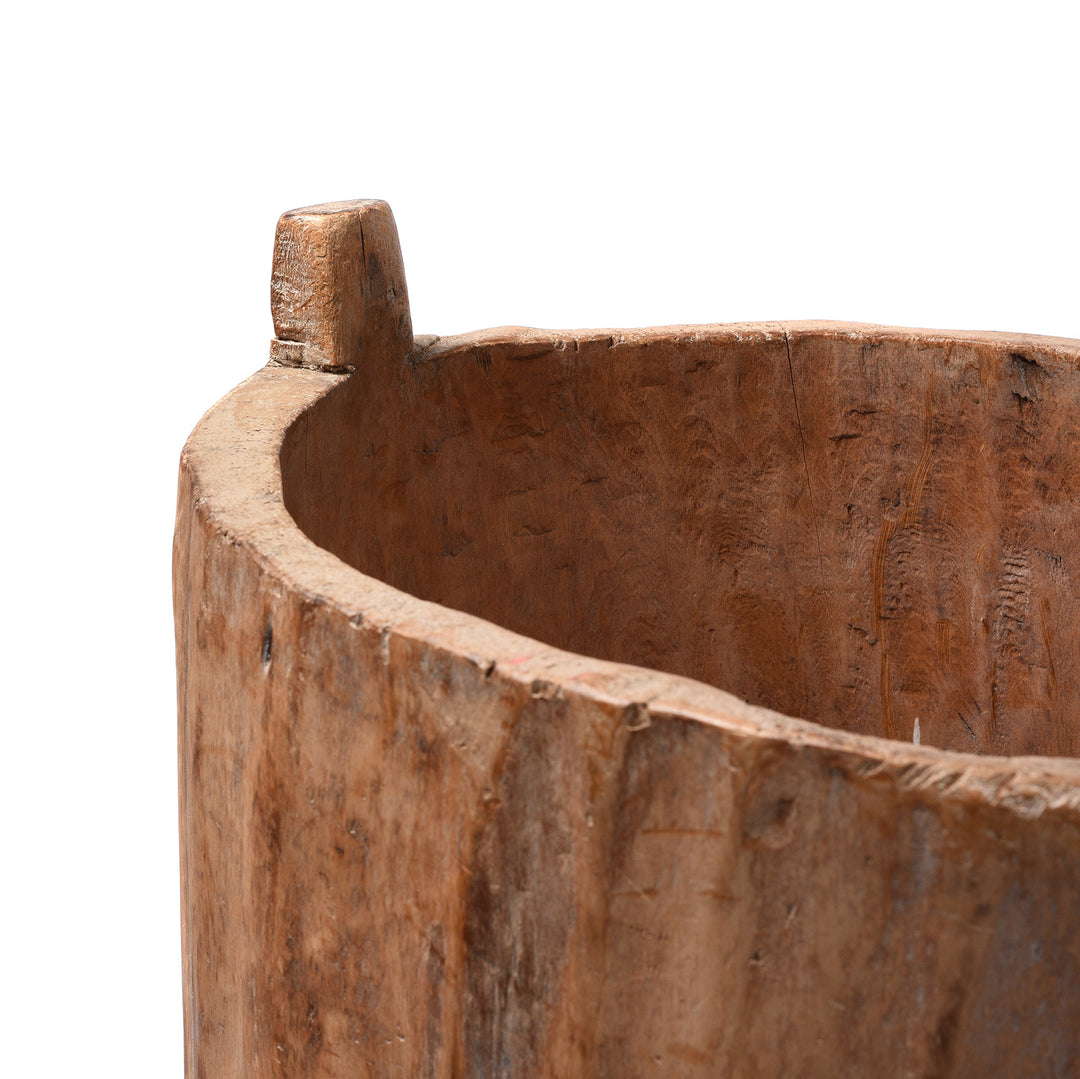 Corner Detail From Old Poplar Trunk Grain Storage Bin - Xinjiang - Ca 1920s | Indigo Antiques