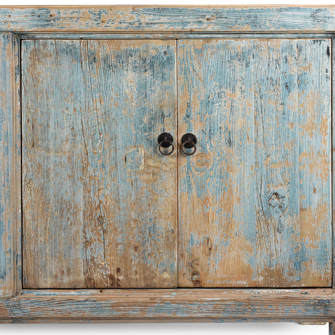 Doors Detail From Blue Painted 4 Door Sideboard Made From Reclaimed Pine | Indigo Antiques