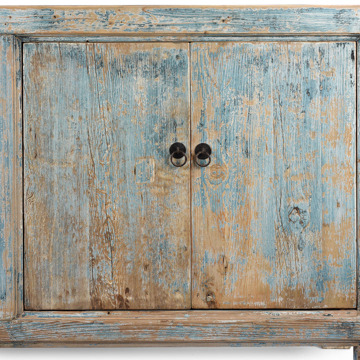 Doors Detail From Blue Painted 4 Door Sideboard Made From Reclaimed Pine | Indigo Antiques