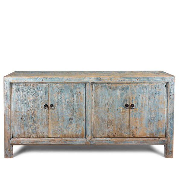 Blue Painted 4 Door Sideboard Made From Reclaimed Pine