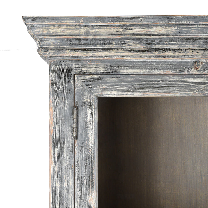 Corner Detail From Glazed Painted Display Cabinet Made From Old Pine | Indigo Antiques