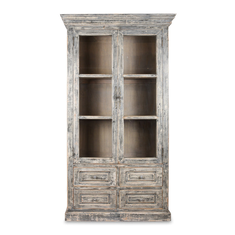 Glazed Painted Display Cabinet Made From Old Pine Indigo Antiques
