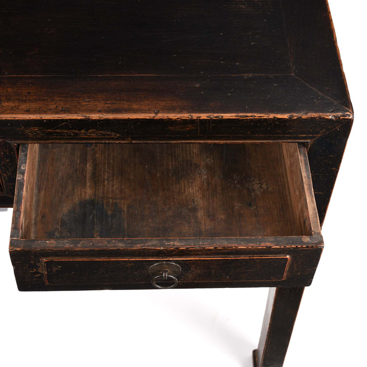 Open Drawer View From Black Lacquered Elm Scholars Desk From Shanxi - 19thC | Indigo Antiques