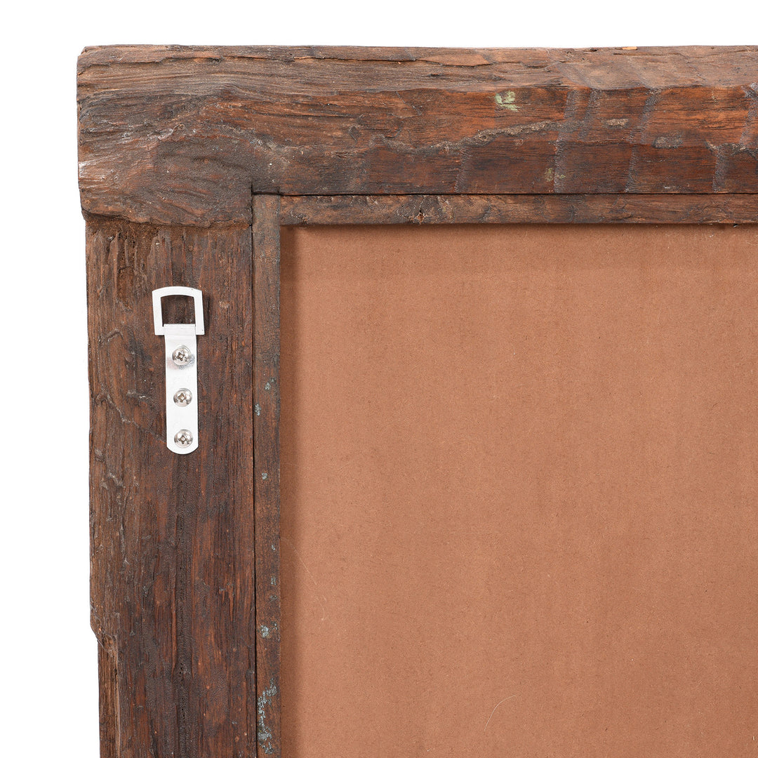 Rustic Bleached Wooden Mirror From Rajasthan