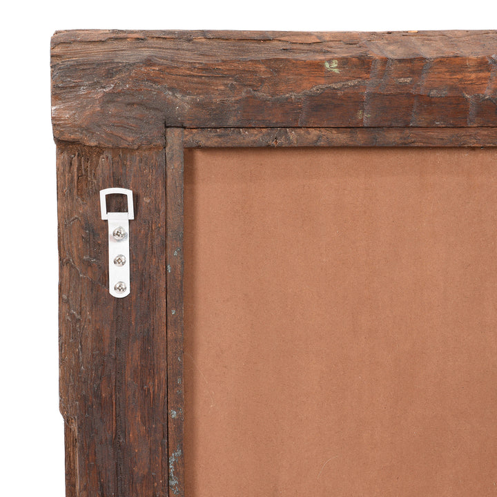 Rustic Bleached Wooden Mirror From Rajasthan