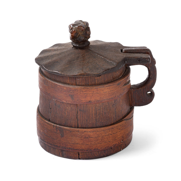 Old Japanese Wooden Beaker with Lid - Ca 1930