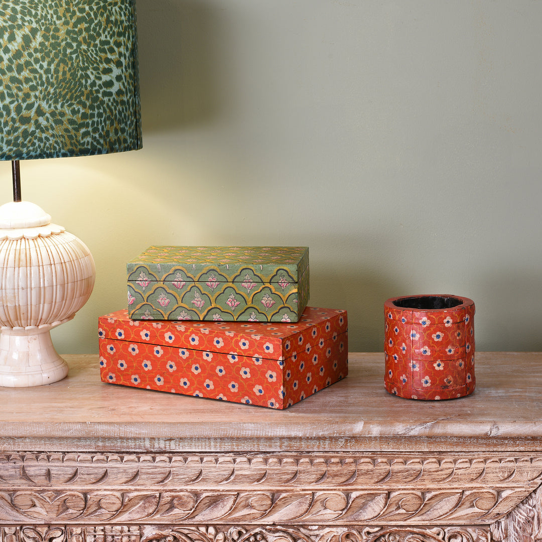 Hand Painted Indian Keepsake Boxes | Indigo Antiques