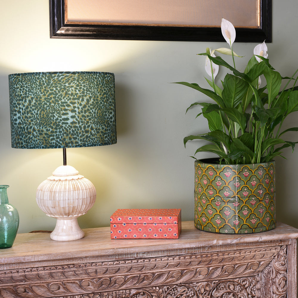 Painted Indian Planter Peace Lily | Indigo Antiques