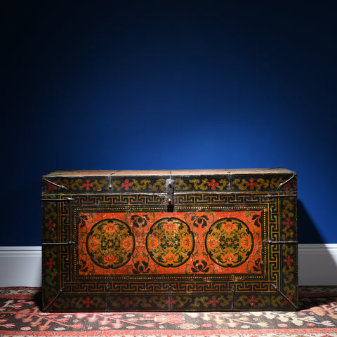 Painted Tibetan Storage Chest - 18thC