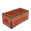 Painted Red Leather Camphor Trunk - Early 19thC